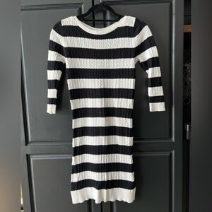 Guess Black and White Cable Knit Sweater dress